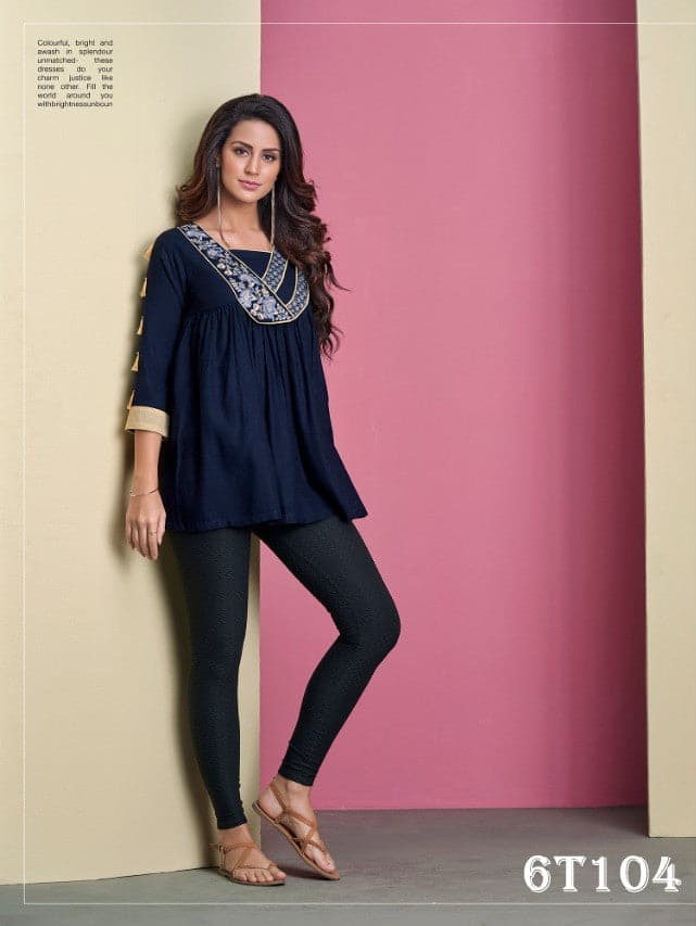 Attarctive Fantastic Black Colour ColouRed Colour Pure Cotton Blend Top